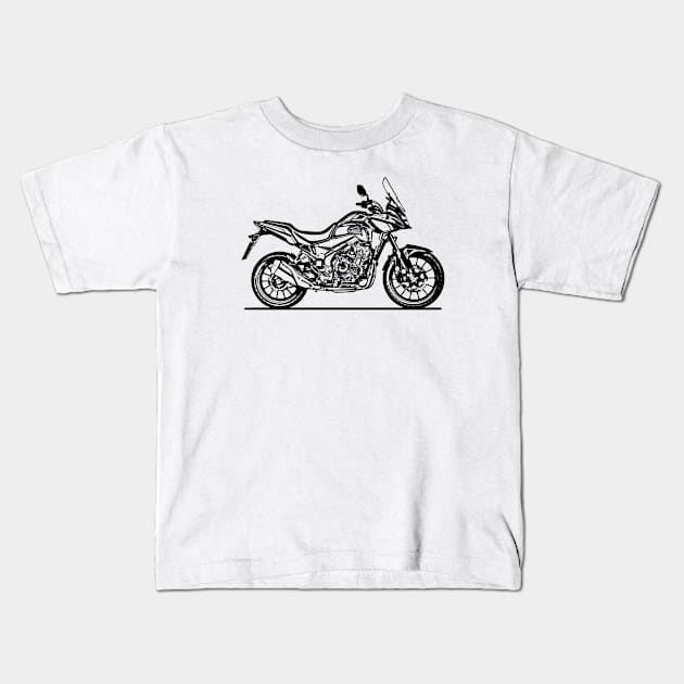 CB500X Motorcycle Sketch Art Kids T-Shirt by DemangDesign